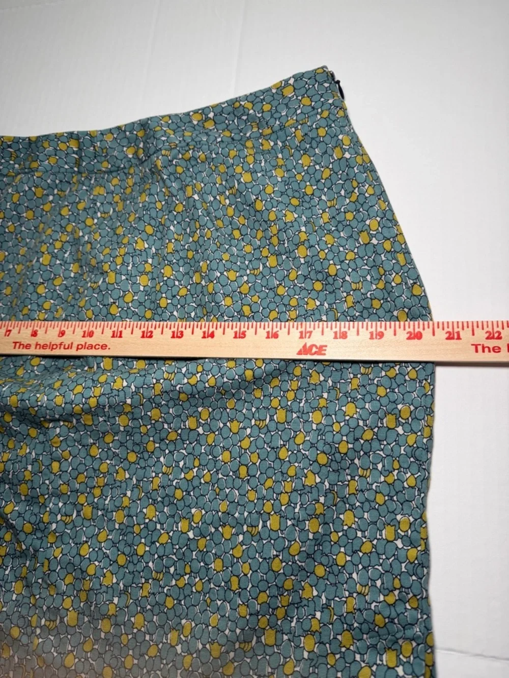 Talbots Teal Floral Pencil Skirt with Mustard Accents